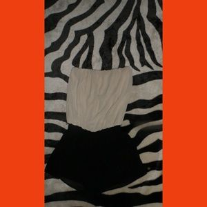 Strapless Black & Tan Romper